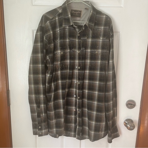 Wrangler Retro factory bleached Western Wear plaid pearl snap button shi… - Picture 1 of 9